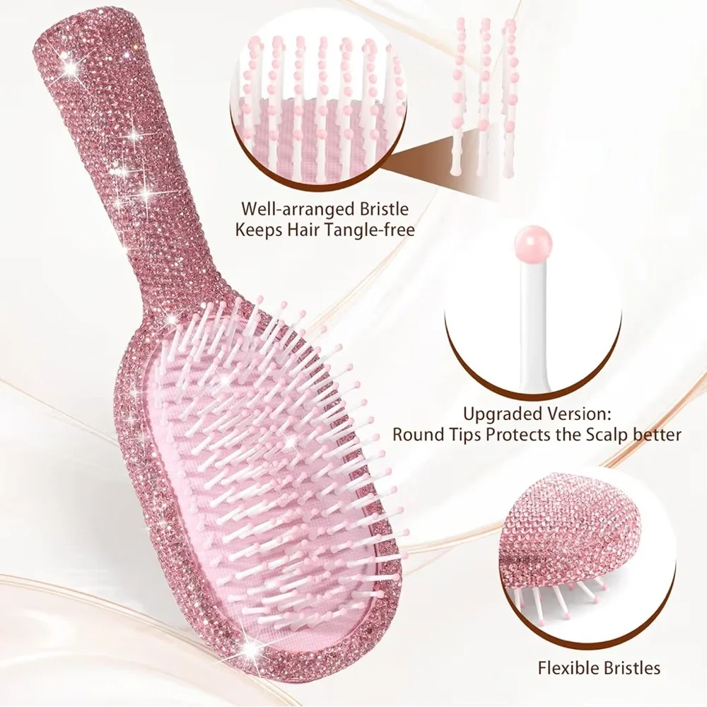 NEW Rhinestone Hair Brush Sparkling Bling Swarovski Crystal FREE +Gift! NEW Sparkling Bling Crystal Rhinestone Hair Brush main image 4
